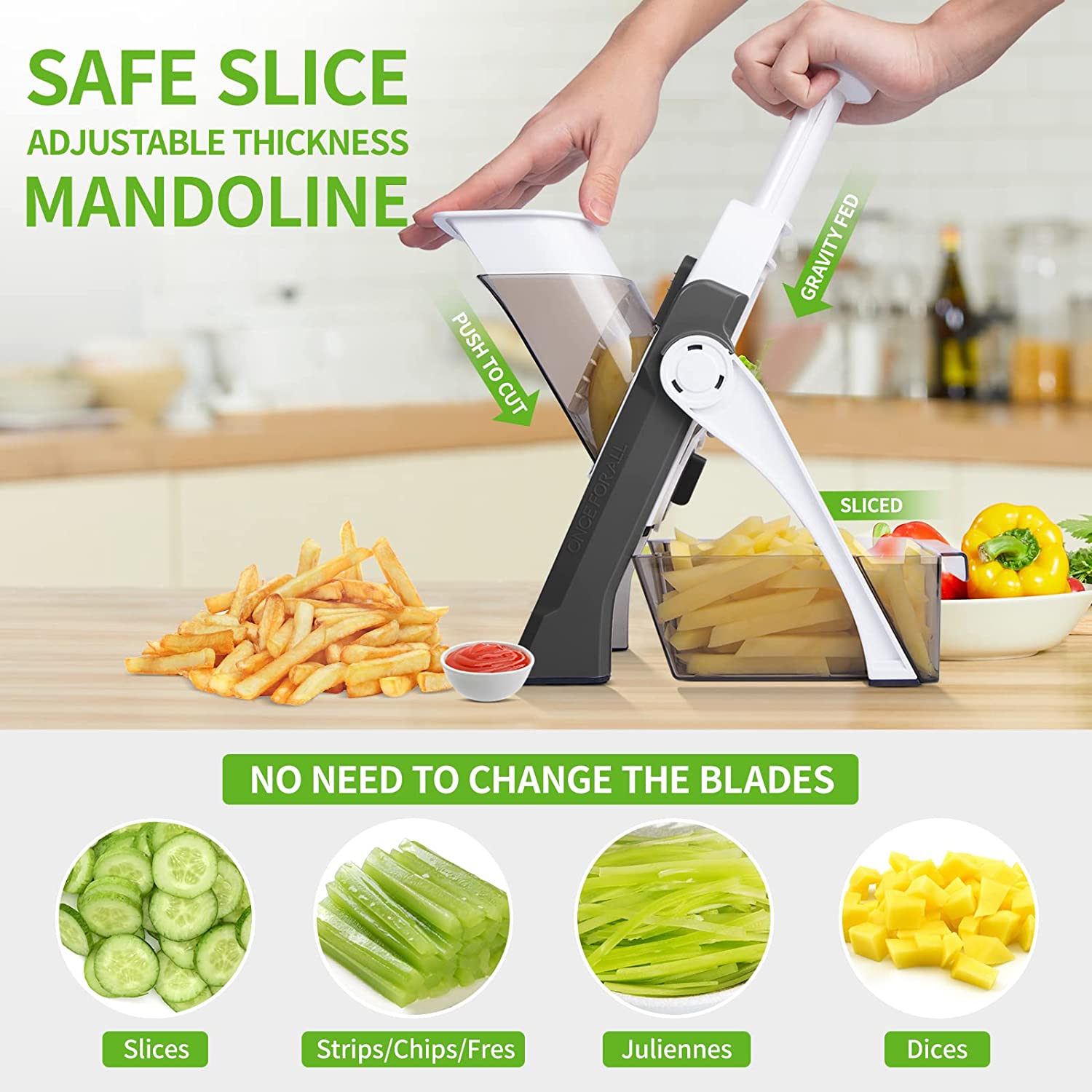 All in One Safe Mandoline Slicer- Kitchen's Secret Ingredient